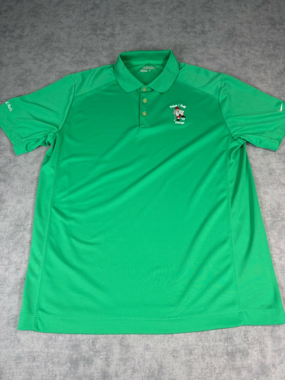 Nike Golf Dri-FIT Polo L Green Poker Golf Chicago 2013 Desert Rats